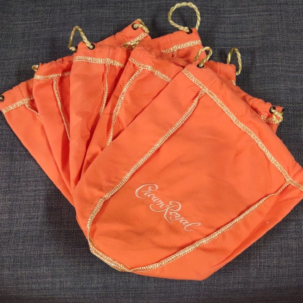 5 Crown Royal Orange Storage Bags